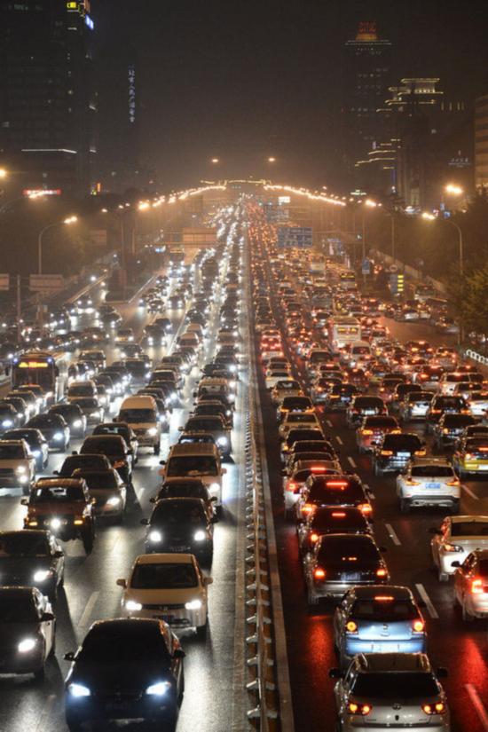 北京国贸堵车图片